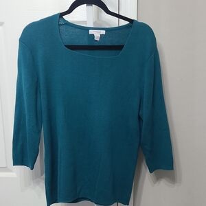 Green Marine Dressbarn Women's Size 14-16 Sweater (45% Cotton)